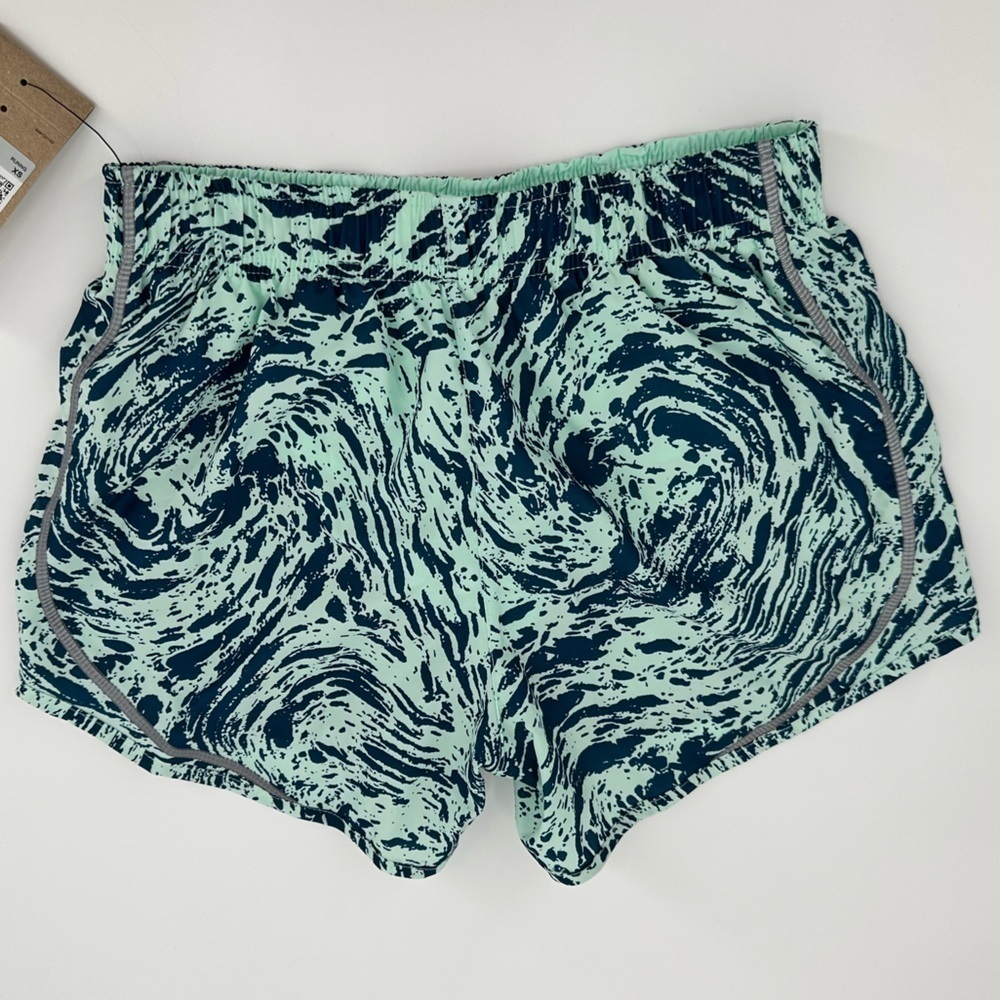 Nike Dri-Fit NWT Women's Navy/Mint Swirl Print Lined Running Shorts Size XS - Picture 2 of 11